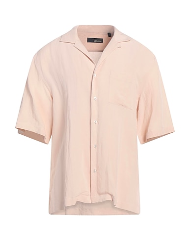 LARDINI Solid color shirt 77% Rayon, 23% Linen