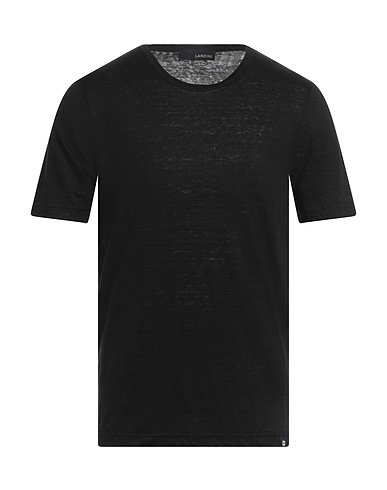 LARDINI Basic T-Shirt Schwarz 100% Leinen