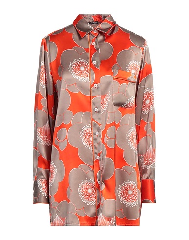 KITON Floral shirts & blouses Tomato red 100% Silk, Cotton
