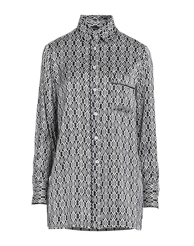KITON Camicie  e bluse fantasia Blu notte 100% Seta, Cotone
