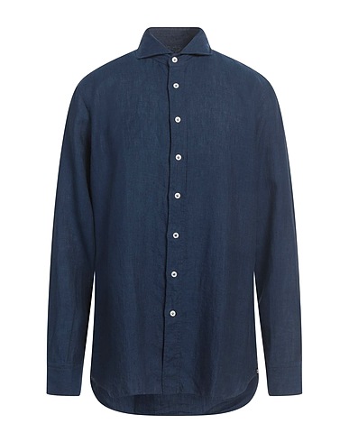 LARDINI Linen shirt Navy blue 100% Linen