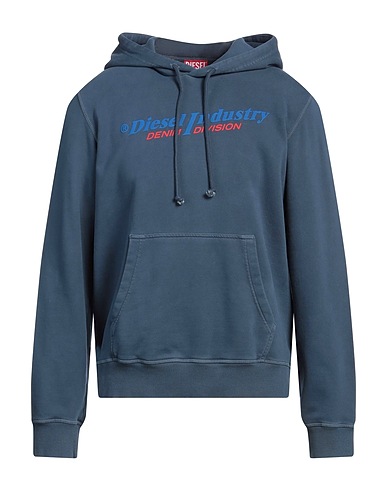 DIESEL Hooded track jacket  Navy blue 100% Cotton, Elastane