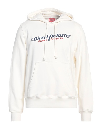 DIESEL Hooded track jacket  Off white 100% Cotton, Elastane