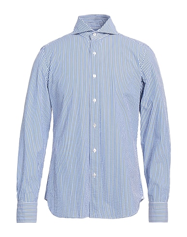 FINAMORE 1925 Striped shirt PER FRANS BOONE Azure 100% Cotton