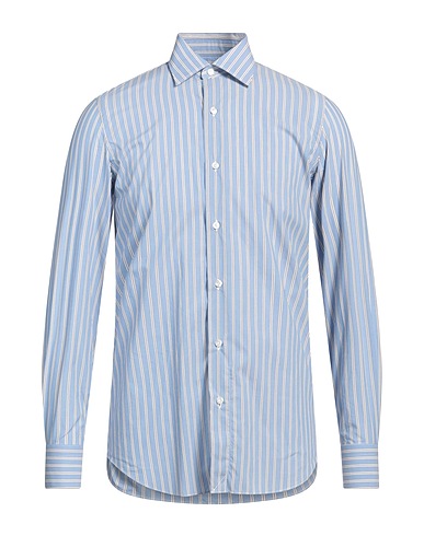 FINAMORE 1925 Striped shirt Light blue 100% Cotton