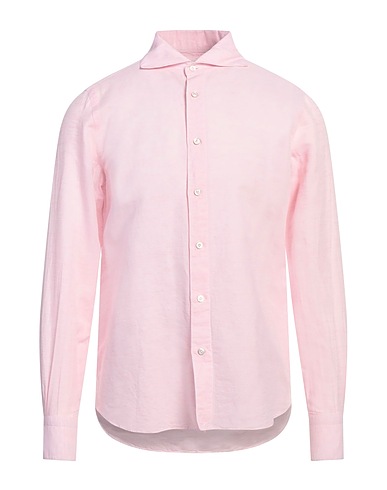 FINAMORE 1925 Linen shirt Pink 58% Linen, 42% Cotton