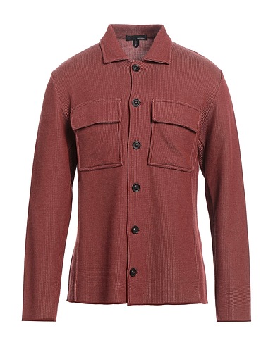 LARDINI Patterned shirt Brick 100% Wool