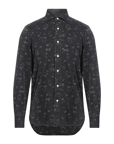 FINAMORE 1925 Solid color shirt Black 100% Cotton