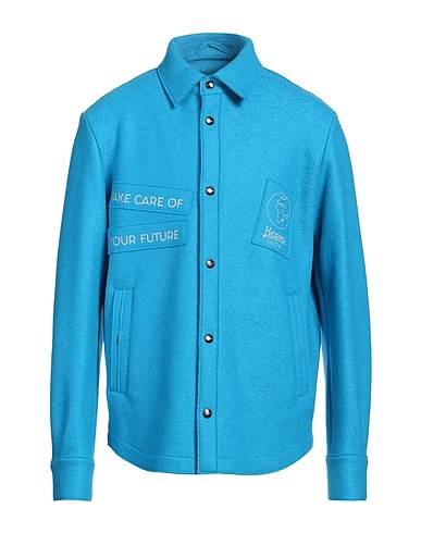 HERNO Shirts GLOBE Azure 100% Virgin Wool