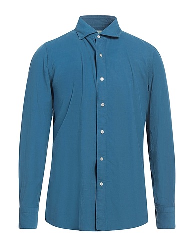 FINAMORE 1925 Solid color shirt Slate blue 100% Cotton