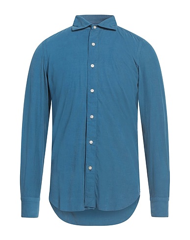 FINAMORE 1925 Solid colour shirt Slate blue 100% Cotton