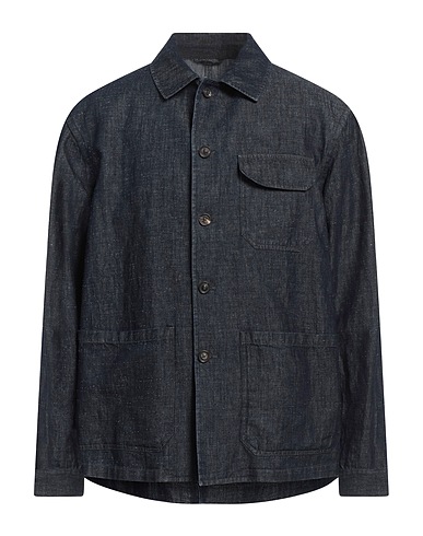 LARDINI Denim shirt Blue 60% Cotton, 40% Linen