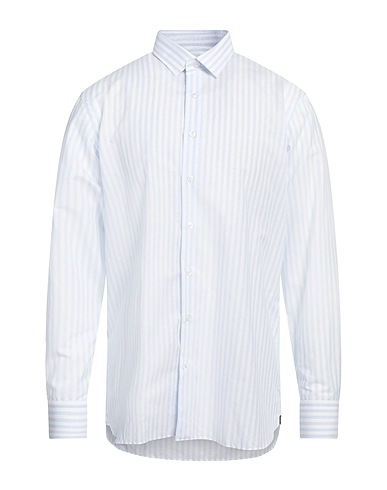 LARDINI Striped shirt Sky blue 80% Cotton, 20% Linen