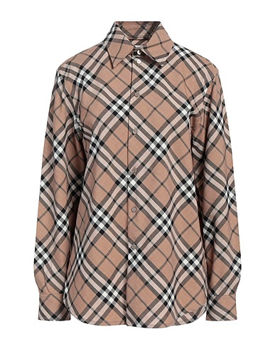 BURBERRY Patterned shirts & blouses Camel 55% Polyester, 45% Wool