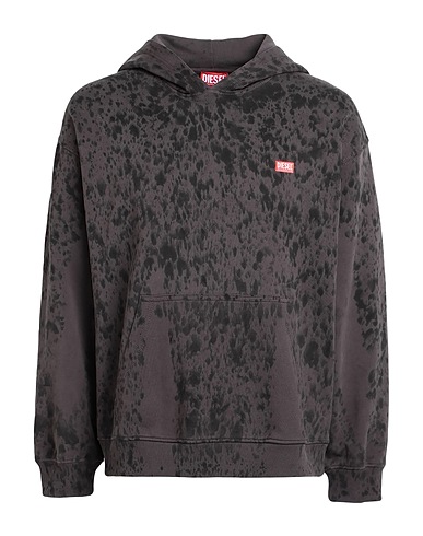DIESEL Hooded track jacket  Charcoal 100% Cotton, Elastane