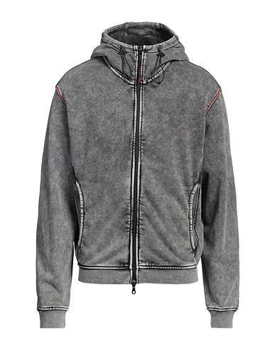 DIESEL Hooded track jacket  Grey 67% Cotton, 33% Polyester, Elastane