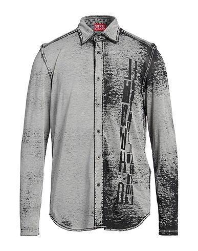 DIESEL Patterned shirt Grey 55% Cotton, 45% Polyester