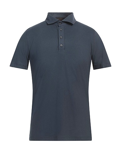 MOORER Polo shirt Navy blue 92% Cotton, 8% Cashmere
