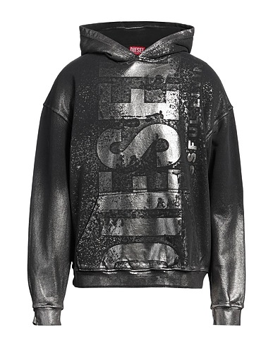 DIESEL Hooded track jacket  Black 100% Cotton, Elastane