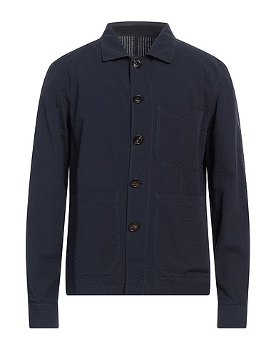 LARDINI Solid colour shirt Midnight blue 100% Cotton