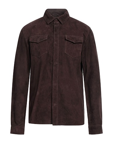 ARMA Solid colour shirt Dark brown 100% Goat skin