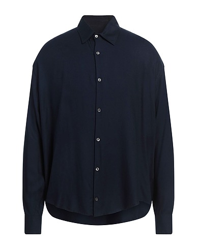 AMI ALEXANDRE MATTIUSSI Solid colour shirt Midnight blue 100% Viscose