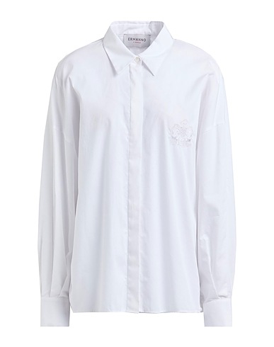 ERMANNO FIRENZE Solid color shirts & blouses White 100% Cotton, Polyamide