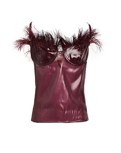 FERRAGAMO Top Plum 75% Polyester, 25% Silk, Ostrich feathers