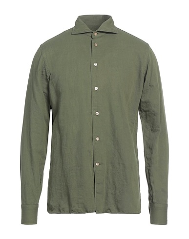 BORRIELLO NAPOLI Chemise de couleur unie PASSION Vert militaire 65% Coton, 35% Lin