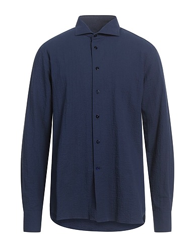 BORRIELLO NAPOLI 無地シャツ ミッドナイトブルー コットン 100%