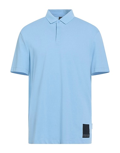 ARMANI EXCHANGE Polo shirt Sky blue 95% Organic cotton, 5% Elastane