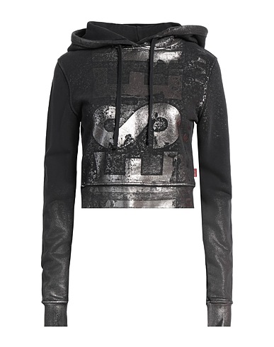 DIESEL Hooded track jacket  Charcoal 100% Cotton, Elastane