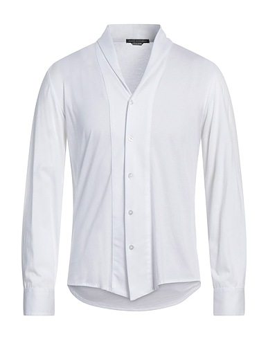 DANIELE ALESSANDRINI Solid color shirt White 50% Polyester, 50% Cotton