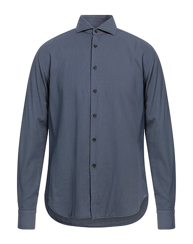XACUS Solid colour shirt Slate blue 100% Cotton