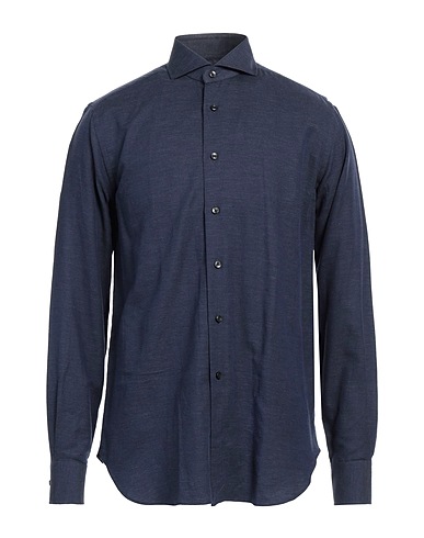 XACUS Solid colour shirt Midnight blue 95% Cotton, 5% Cashmere