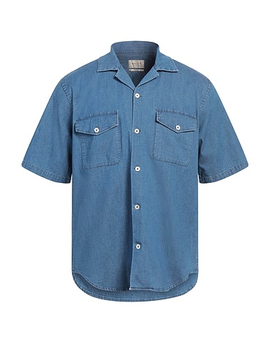 BROOKSFIELD Denim shirt Blue 55% Linen, 45% Cotton