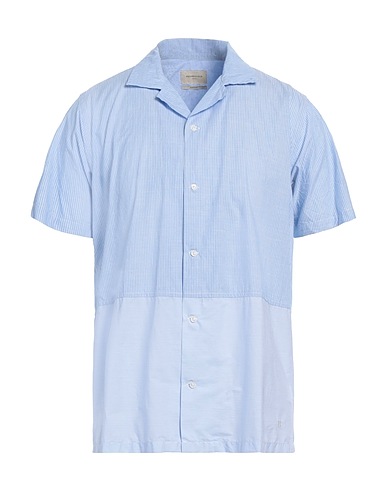 BROOKSFIELD Striped shirt Light blue 100% Cotton, Polyamide, Elastane