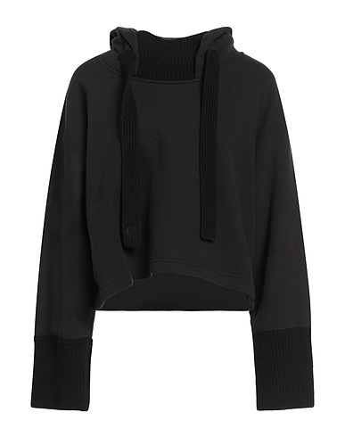 DONDUP Hooded track jacket  Black 100% Cotton, Wool, Acrylic
