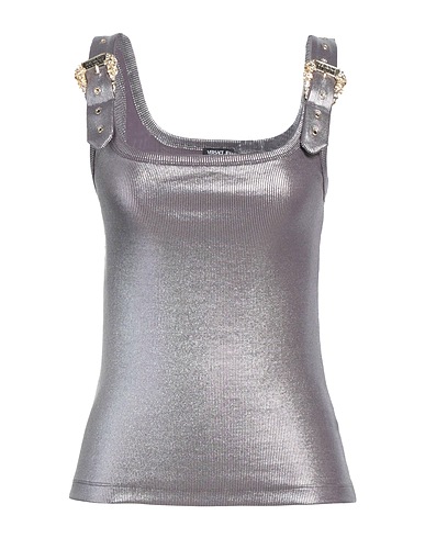 VERSACE JEANS COUTURE Top Silver 97% Polyamide, 3% Elastane, Polyurethane resin