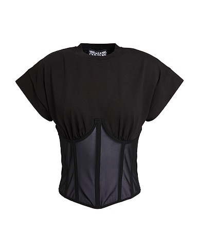 VERSACE JEANS COUTURE Top NERO 89% Cotton, 11% Elastane, Polyamide