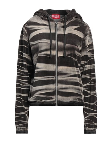 DIESEL Hooded track jacket  Dark brown 80% Cotton, 20% Polyester, Elastane