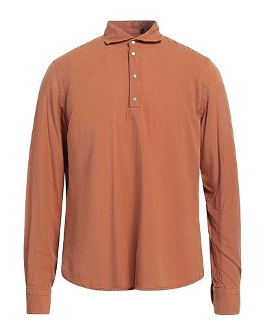 OVER/D Einfarbiges Hemd Hellbraun 57% Tencel™, 22% Leinen, 21% Baumwolle