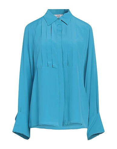 JIJIL Solid color shirts & blouses Azure 88% Acetate, 12% Silk