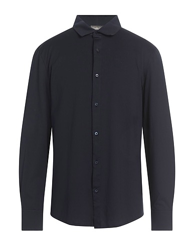 GIRELLI BRUNI Solid colour shirt Midnight blue 100% Cotton