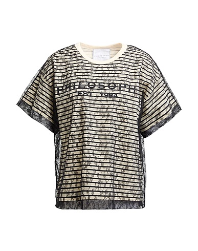 PHILOSOPHY di LORENZO SERAFINI Top Black 100% Cotton, Polyamide