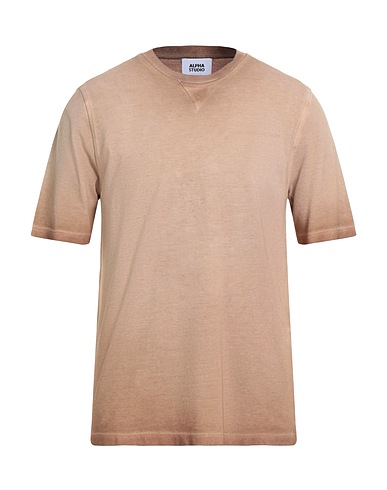 ALPHA STUDIO Basic T-shirt Camel Textile fibers