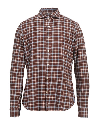 TINTORIA MATTEI 954 Checked shirt Dark brown 100% Cotton
