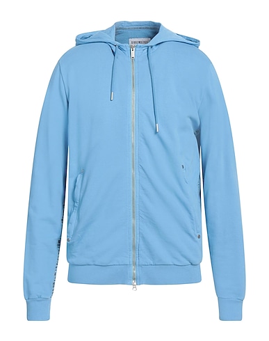 BIKKEMBERGS Hooded sweatshirt Light blue 100% Cotton, Elastane