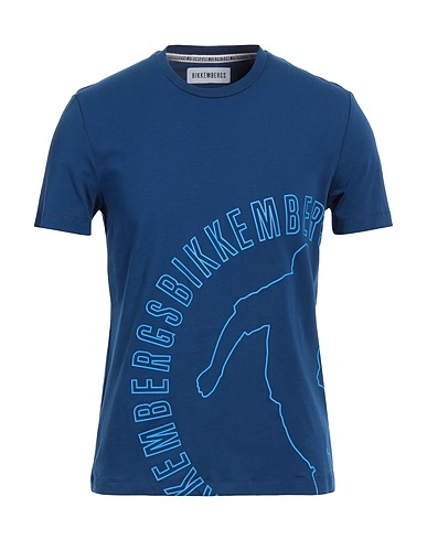 BIKKEMBERGS T-shirt Blue 95% Cotton, 5% Elastane