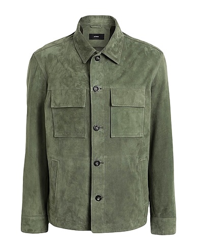 ARMA Solid colour shirt Military green Lambskin